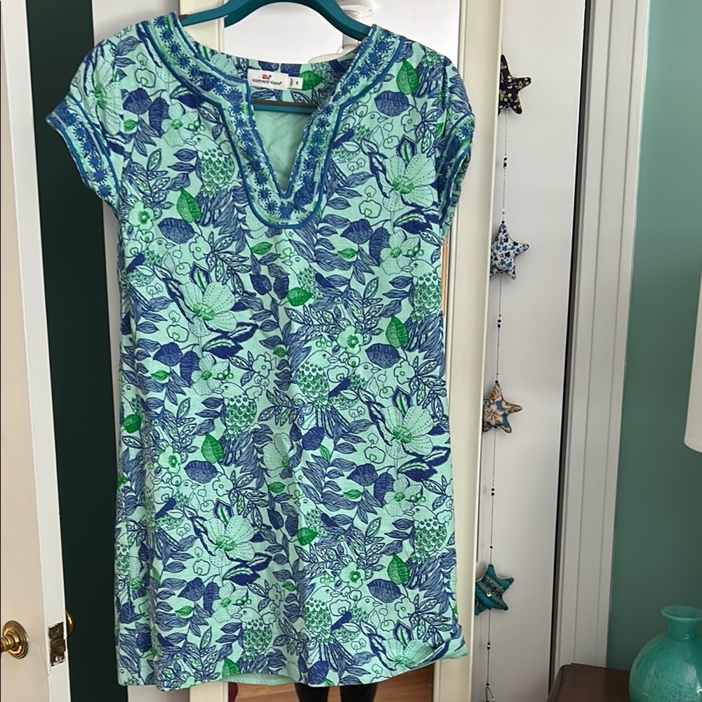 Vineyard Vines green and Navy Floral Dress 6